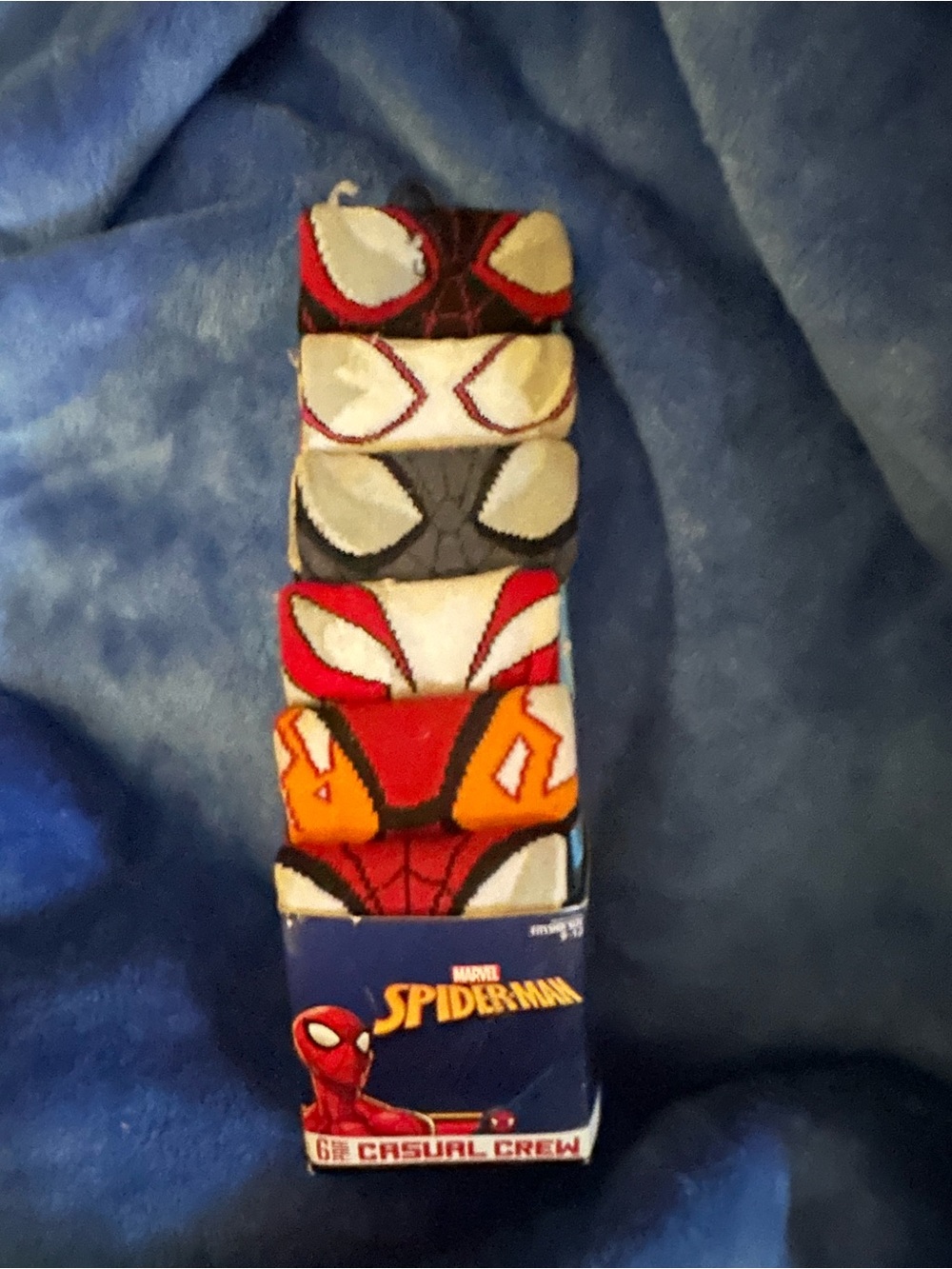 Marvel Spider-Man 6-Pack Crew Socks - Red, White, Gray, Orange, Black